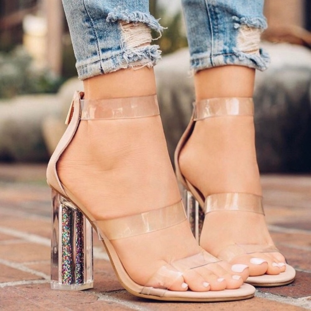 Never Worn Clear Block Heels